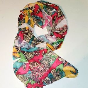Art to wear multi color thin silky scarf